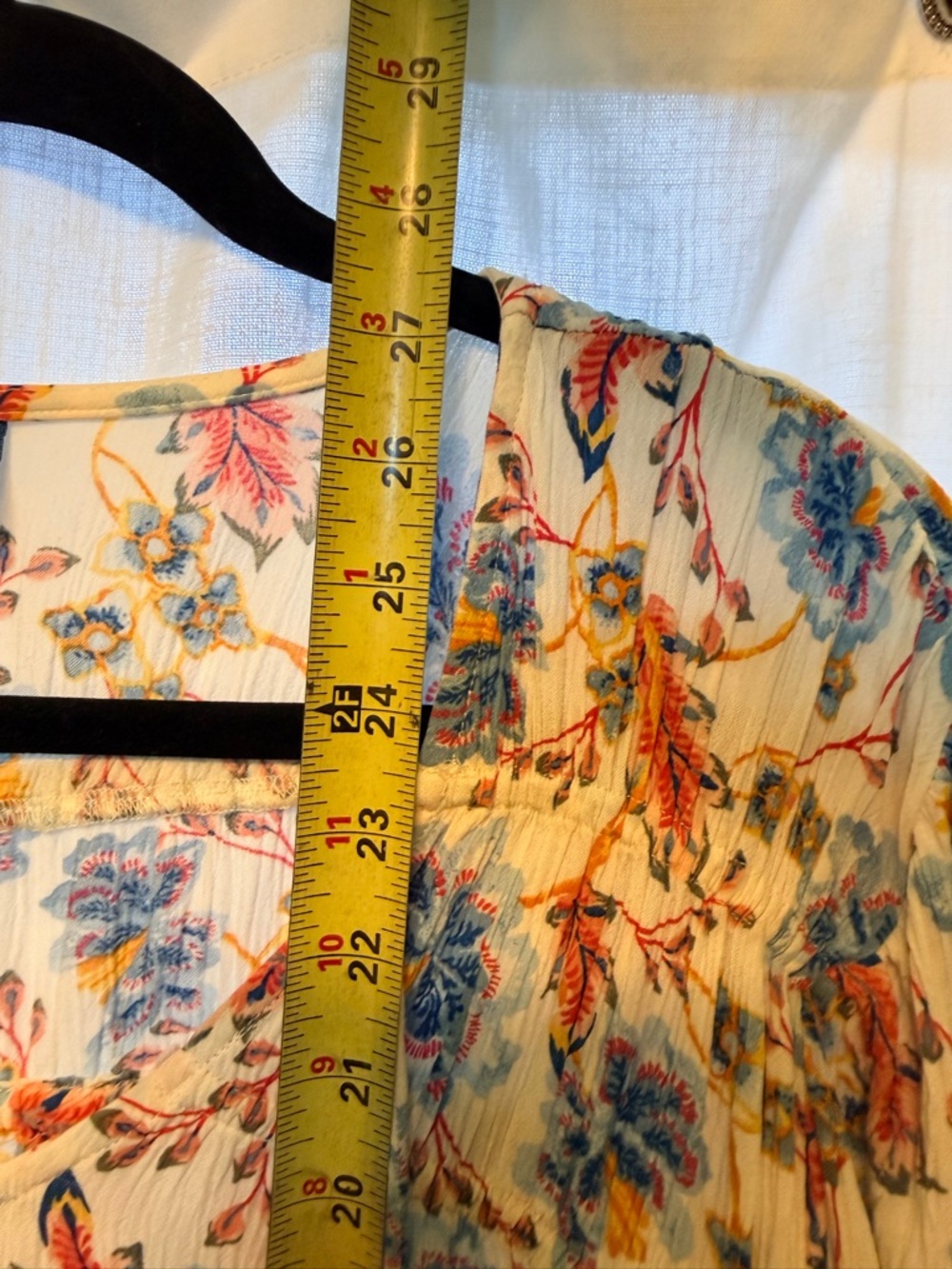 Old Navy Cream Floral Peasant Blouse with Blue & Pink Flowers - Picture 9 of 9